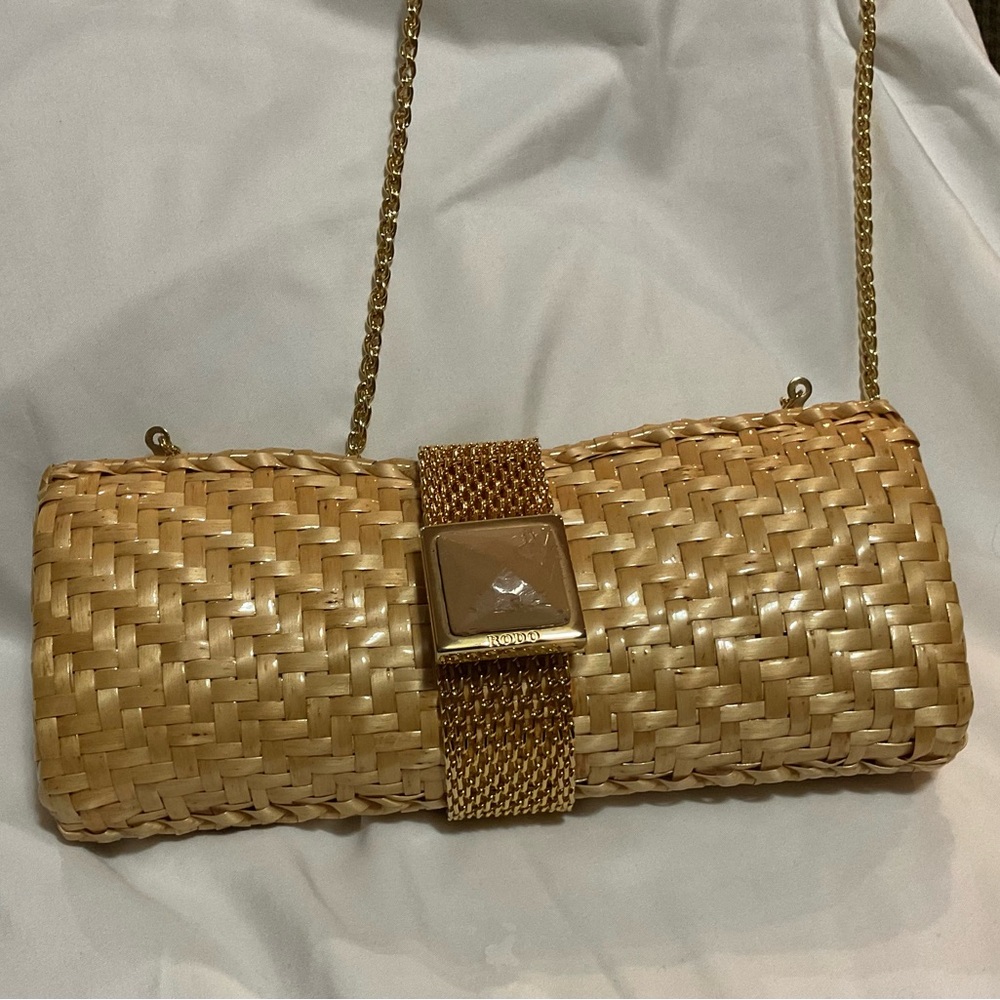 Vintage Rodo Woven Wicker Clutch